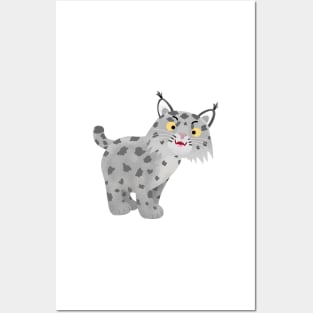 Cute mean bobcat lynx cartoon Posters and Art